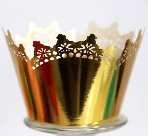 Laser Cut Crown Cupcake Wrapper Pearlescent Paper Cake Border Decoration For Wedding Birthday Party Baking Supplies