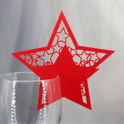 Cartes de Verre à Vin Étoile Découpées au Laser Marque-place en Papier Évidé pour Décorations de Table de Mariage Anniversaire Fête