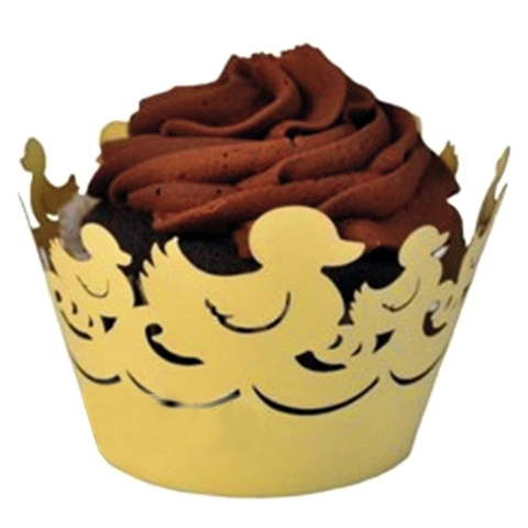 Laser Cut Cupcake Wrappers Hollow Out Duck Pattern Paper Cake Border For Birthday Wedding Party Muffin Cup Decoration