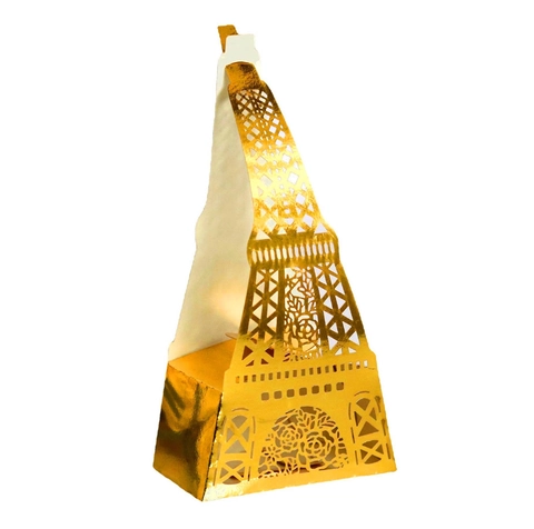 Scatole per Bomboniere in Stile Europeo Taglio Laser a Forma di Torre Eiffel Rose Traforate Scatole Regalo per Caramelle Festa