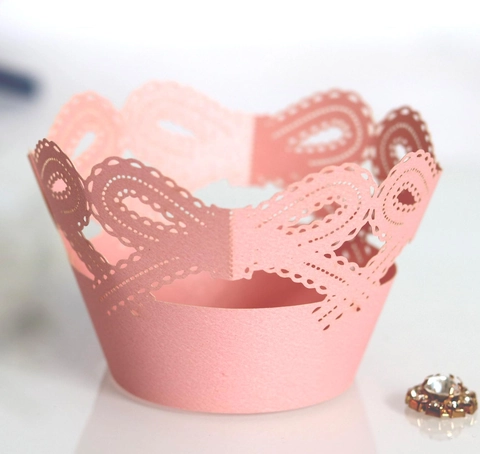 Involucro per Cupcake in Pizzo Intagliato al Laser Stile Europeo Carta Perlata Fodera per Muffin per Matrimonio Festa Decorazione