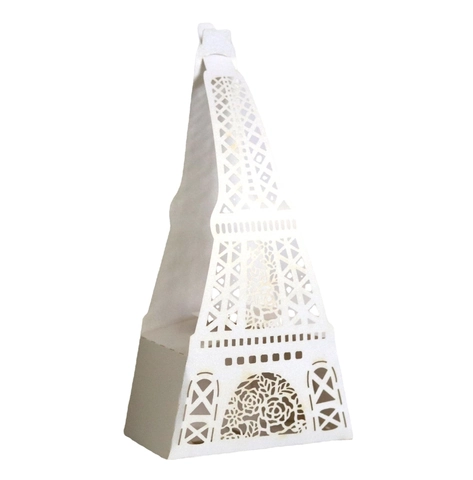 Scatole per Bomboniere in Stile Europeo Taglio Laser a Forma di Torre Eiffel Rose Traforate Scatole Regalo per Caramelle Festa
