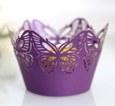 Laser Cut Butterfly Cupcake Wrappers Pearl Paper Hollow Cake Decoration For Wedding Birthday Party Favors Dessert Decor