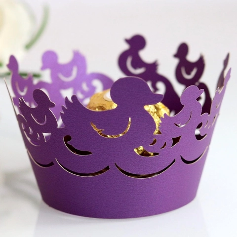 Involucro per Cupcake a Forma di Anatra Tagliato al Laser Decorazione per Torta in Carta Traforata per Matrimonio Compleanno Festa