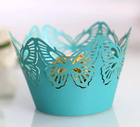 Laser Cut Butterfly Cupcake Wrappers Pearl Paper Hollow Cake Decoration For Wedding Birthday Party Favors Dessert Decor