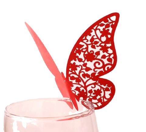 Butterfly Laser Cut Hollow Wine Glass Place Cards Pearl Paper Cup Name Seat Card Wedding Birthday Party Table Decorations Romantic Event Decor