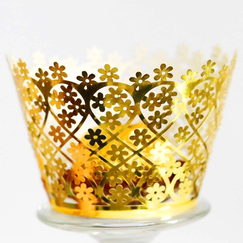 Laser Cut Hollow Flower Heart Cupcake Wrappers Pearlescent Cardboard Cake Topper For Wedding Birthday Party Decorations