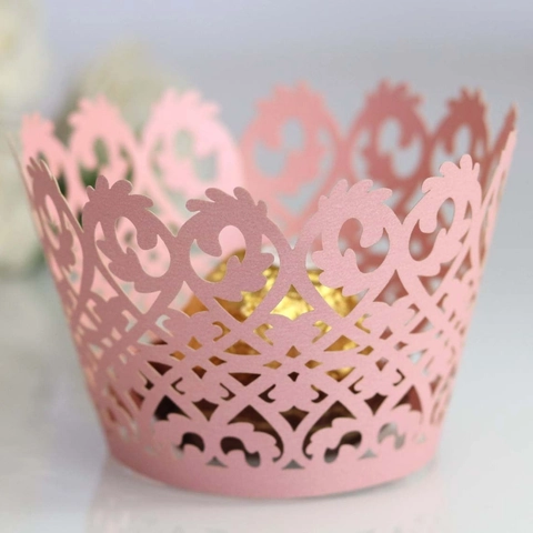 Laser Cut Hollow Lace Cupcake Wrappers Pearlescent Paper Cake Liners For Wedding Birthday Party Decoration Baking Supplies
