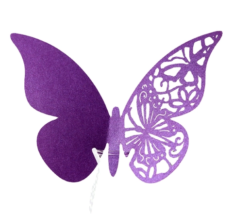 3D Découpe Laser Papillon Marque-place Papier Nacré Ajouré Décoration de Verre pour Mariage Fête Événement Table
