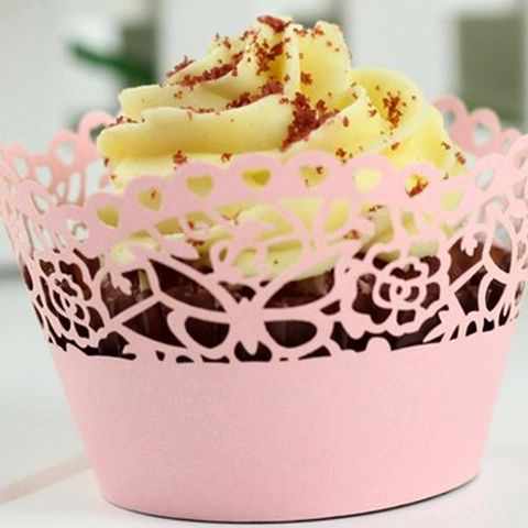 Pirottini per Cupcake Taglio Laser Cuore Fiore Carta Perlata Decorativi Rivestimenti per Torte per San Valentino Matrimonio Compleanno Festa