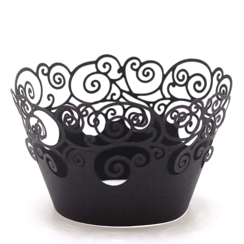 Elegant Hollow Laser Cut Cupcake Wrappers Paper Cake Liner Decorative Vine Scroll Wraps For Wedding Birthday Party Decoration