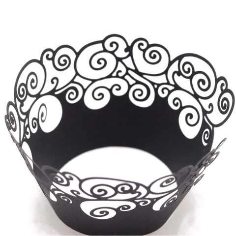 Elegant Hollow Laser Cut Cupcake Wrappers Paper Cake Liner Decorative Vine Scroll Wraps For Wedding Birthday Party Decoration