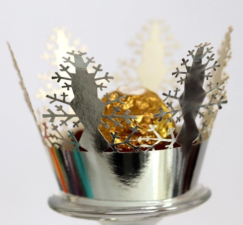 Pirottini Cupcake Intagliati a Laser Albero di Natale Fiocco di Neve per Decorazione Torta Matrimonio Festa Compleanno