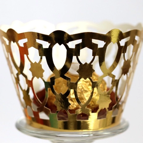Laser Gesneden Cupcake Wrappers Parelmoer Papier Opengewerkt Kant Cake Liners Voor Bruiloft Verjaardag Feest Decoraties