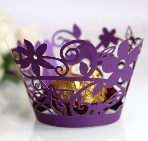 Contours De Cupcake En Papier Perlé Découpés Au Laser Supports Décoratifs Creux À Fleurs Pour Décoration De Table De Dessert De Mariage Anniversaire
