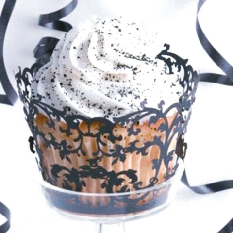 Laser Cut Cupcake Wrappers Vine Lace Hollow Out Cake Decoration For Wedding Birthday Party Pearlescent Paper Cake Cups