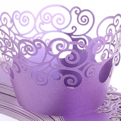 Involucri per Cupcake Intagliati al Laser Elegante Design Nuvola di Buon Auspicio Carta per Decorazione Torta per Matrimonio Festa