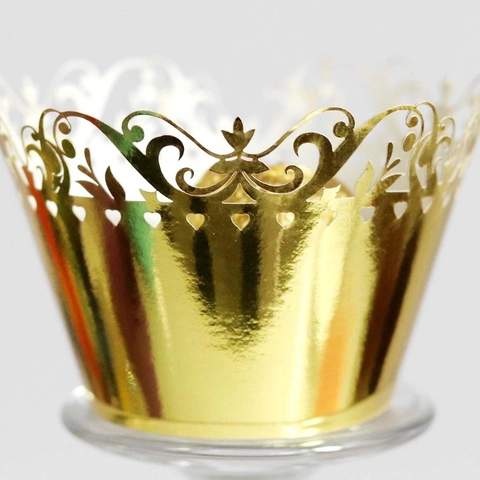 Pirottini per Cupcake Tagliati al Laser Rivestimenti per Torte Svuotati Carta Perlata Decorazione per Muffin per Festa di Compleanno Matrimonio