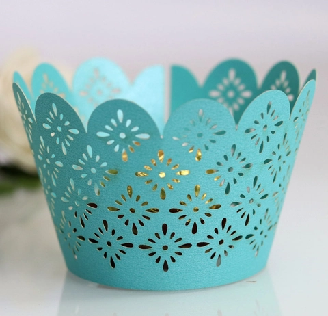 Laser Cut Περιτυλίγματα Cupcake από Μαργαριταρένιο Χαρτί Διάτρητο Σχέδιο Λουλουδιών για Γάμο Πάρτι Γενεθλίων Διακοσμητικά Περιτυλίγματα Τούρτας