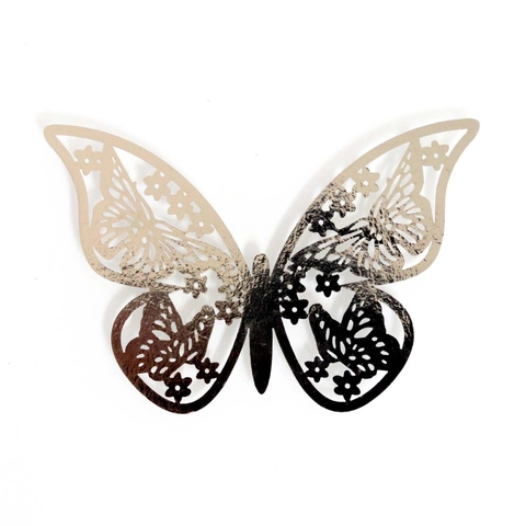 3D Laser Cut Hollow Butterfly Wall Stickers Reflective Gold Silver DIY Home Decor Wall Art For Living Room TV Party