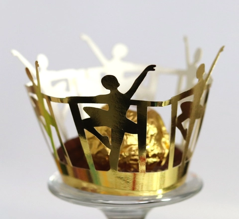 Laser Cut Paper Ballet Dancer Cupcake Wrapper Hollow Cake Holder For Wedding Birthday Party Dessert Decoration