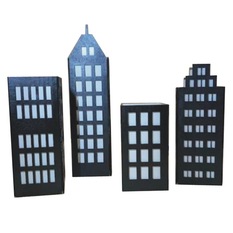 Laser Cut Cardboard Skyscraper Building Scene Decorative Candle Shade For Wedding Party Home Table Decor Black Paper Lantern Cover