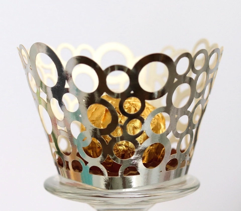 Laser Cut Cupcake Wrappers Hollow Out Circles Pattern Paper Cake Liners For Wedding Birthday Party Table Decoration