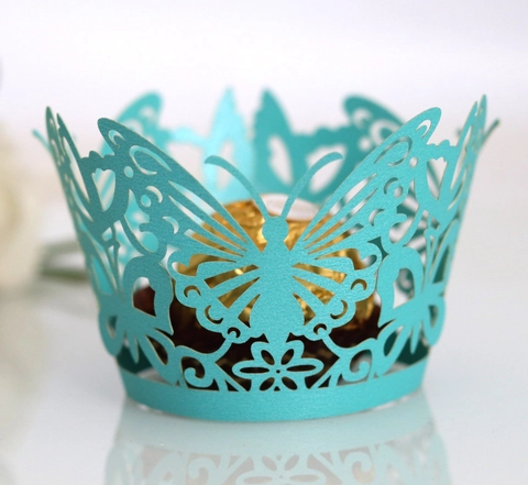 Laser Geschnitten Schmetterling Cupcake Manschetten Elegant Hohl Spitze Papier Kuchen Halter Für Hochzeit Geburtstag Party Deko