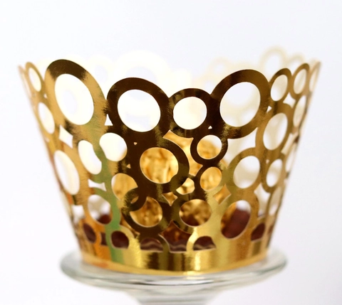 Laser Cut Cupcake Wrappers Hollow Out Circles Pattern Paper Cake Liners For Wedding Birthday Party Table Decoration