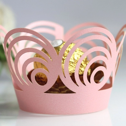 Laser Cut Cupcake Wrappers Hollow European Pattern Pearlescent Paper Cake Liners For Wedding Party Decoration Accessories