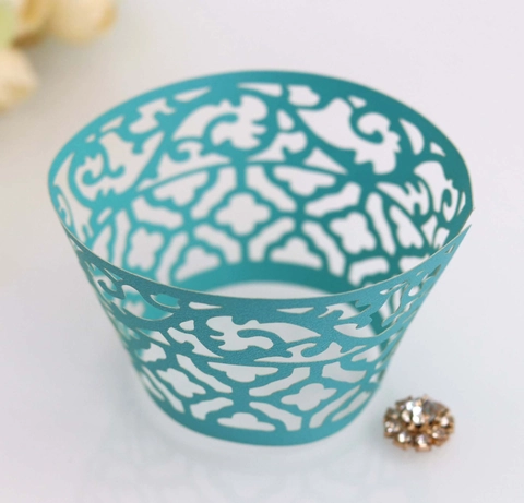 Elegant Laser Cut Pearl Paper Cupcake Wrappers Hollow Floral Vine Lace Cake Border For Wedding Birthday Party Celebration Decoration