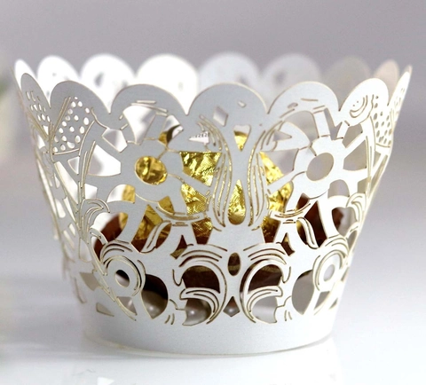 Laser Geschnitten Hohl Blume Cupcake Manschette Perlmuttpapier Kuchen Dekoration Für Hochzeit Geburtstag Party Feier