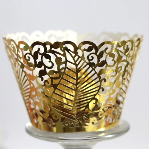 Laser Cut Cupcake Wrappers Hollow Out Floral Vine Paper Liners For Wedding Birthday Party Cake Decoration Supplies