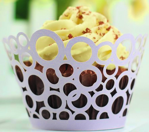 Eleganti Pirottini per Cupcake Intagliati al Laser Carta Perlata Decorazione per Torte per Matrimonio Compleanno Festa