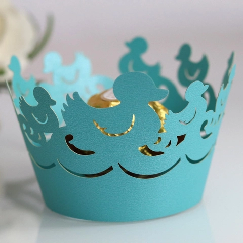 Laser Cut Duck Cupcake Wrappers Hollow Paper Muffin Cups For Wedding Birthday Party Cake Decoration Supplies Exquisite Hollow Design