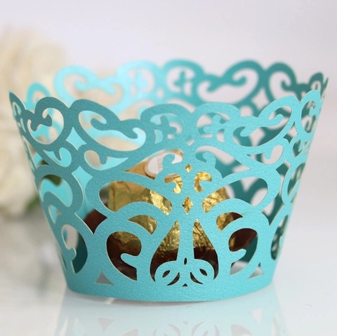 Laser Cut Cupcake Wrappers Pearl Paper Hollow European Pattern Baking Decor For Wedding Party Cake Decoration