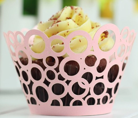 Eleganti Pirottini per Cupcake Intagliati al Laser Carta Perlata Decorazione per Torte per Matrimonio Compleanno Festa