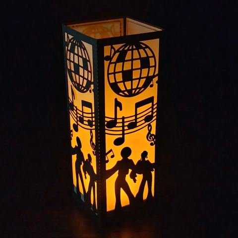 Disco Party Paper Lampshade Music Note Dancing Silhouette Centerpiece Decorative Candle Shade For Rave Club Ballroom Party