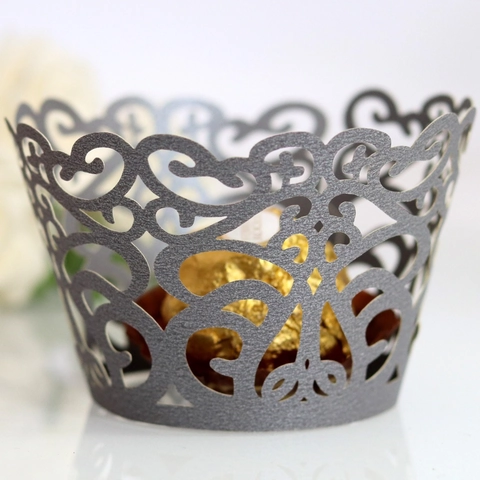 Laser Cut Cupcake Wrappers Pearl Paper Hollow European Pattern Baking Decor For Wedding Party Cake Decoration