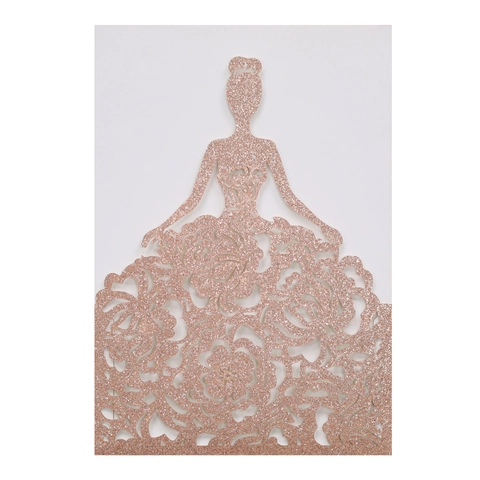 Invito Taglio Laser Glitterato Hülle Rosa Fiore Silhouette Principessa Biglietto Auguri Matrimonio Fidanzamento San Valentino Festa Carta