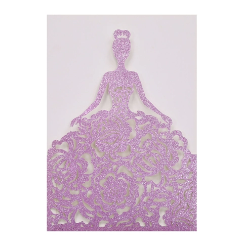 Invito Taglio Laser Glitterato Hülle Rosa Fiore Silhouette Principessa Biglietto Auguri Matrimonio Fidanzamento San Valentino Festa Carta