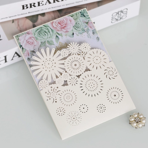 Laserschnitt Floral Hochzeit Einladungen Mit Umschlägen Perlmuttpapier Hohl Grußkarten Für Jubiläum Verlobung