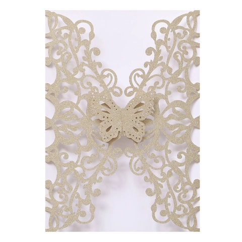 Laser Cut Glitter Paper Butterfly Invitation Cover For Wedding Engagement Party Banquet 3D Hollow Greeting Card Envelope