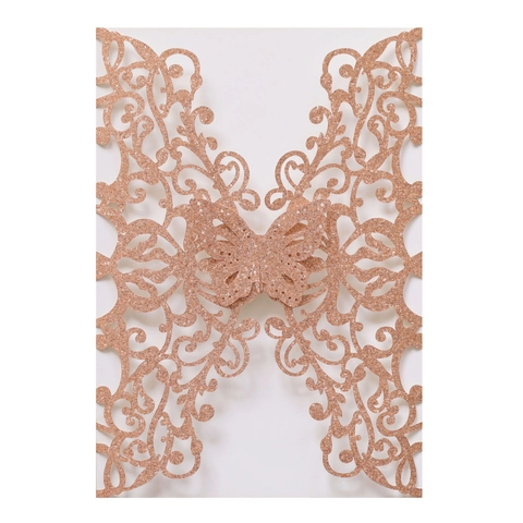 Laser Cut Glitter Paper Butterfly Invitation Cover For Wedding Engagement Party Banquet 3D Hollow Greeting Card Envelope