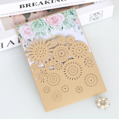Laserschnitt Floral Hochzeit Einladungen Mit Umschlägen Perlmuttpapier Hohl Grußkarten Für Jubiläum Verlobung