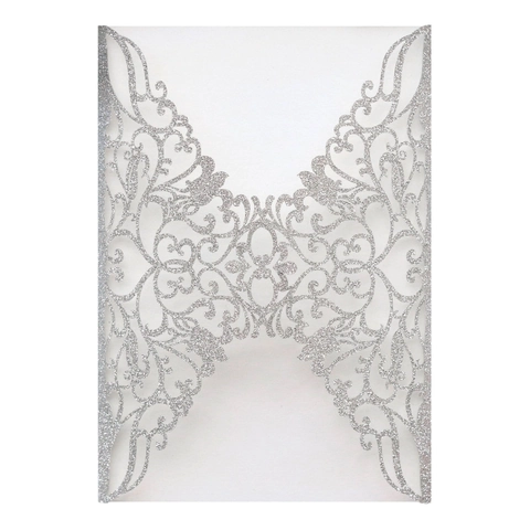 European Laser Cut Hollow Wedding Invitation Cover Glitter Pearl Paper Floral Invitation Pocket For Wedding Party Banquet