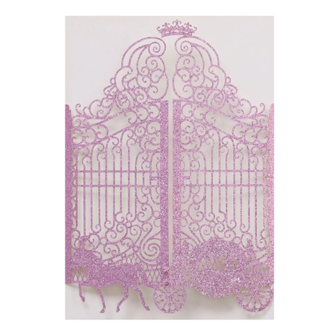 Elegante Lasergeschnittene Hochzeitseinladungskarten Glitzernde Kutsche Krone Design Hohl Grußkarten Für Verlobungsfeier Feier