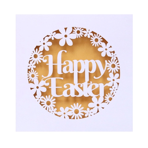 Laser Cut Easter Greeting Card Happy Easter Hollow Daisy Pattern Invitation Card With Inner Page For Party Celebration