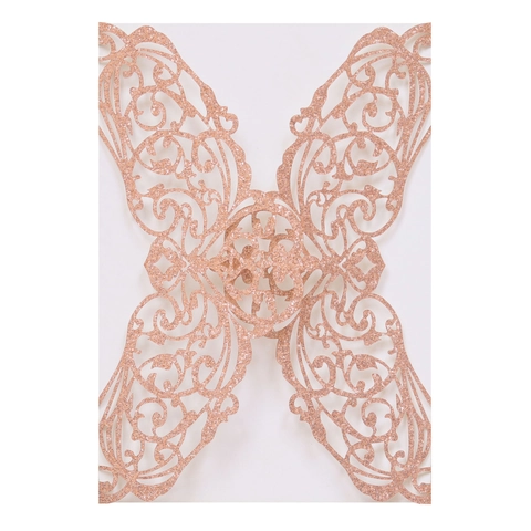 Κομψά Laser Cut Γκλίτερ Εξώφυλλα Πρόσκλησης Διάτρητη Πεταλούδα Ανθικό Σχέδιο Μαργαριταρένιο Χαρτί για Γάμο