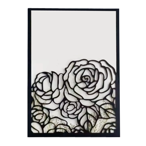 European Style Laser Cutout Rose Flower Black Greeting Card Pearl Paper Elegant Floral Wedding Invitation Card For Valentine's Day